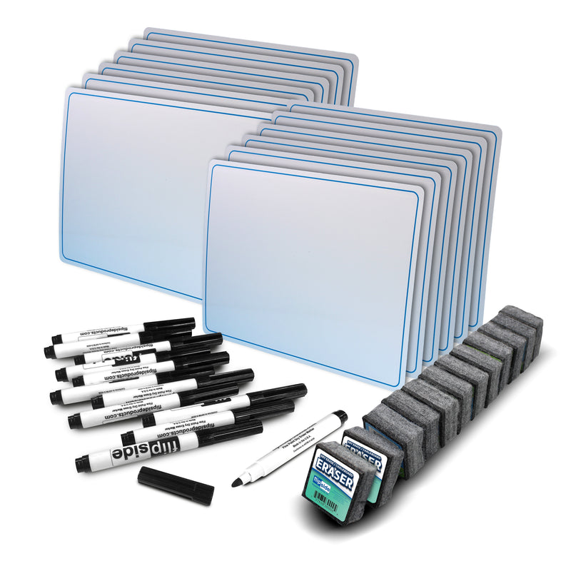 Flipside Class Pack Laminate Mobile Learning Dry-Erase Whiteboard, Plastic Frame, 1', 36/Pack (20559)