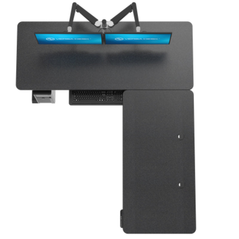 VersaDesk PowerLift 60"W Electric L-Shaped Adjustable Standing Desk, Black (PLLSD6060-BB-APP)