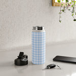 DENY Designs Gingham Pattern Blue by Colour Poems Stainless Steel Double Wall Insulated Water Bottle, 18 oz. (76628-WBTL05)