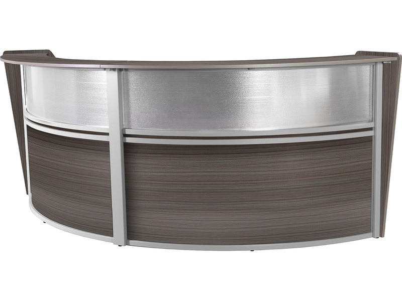 Regency Marque 124.5"W Curved Reception Desk Workstation, Driftwood Gray (77312GY)