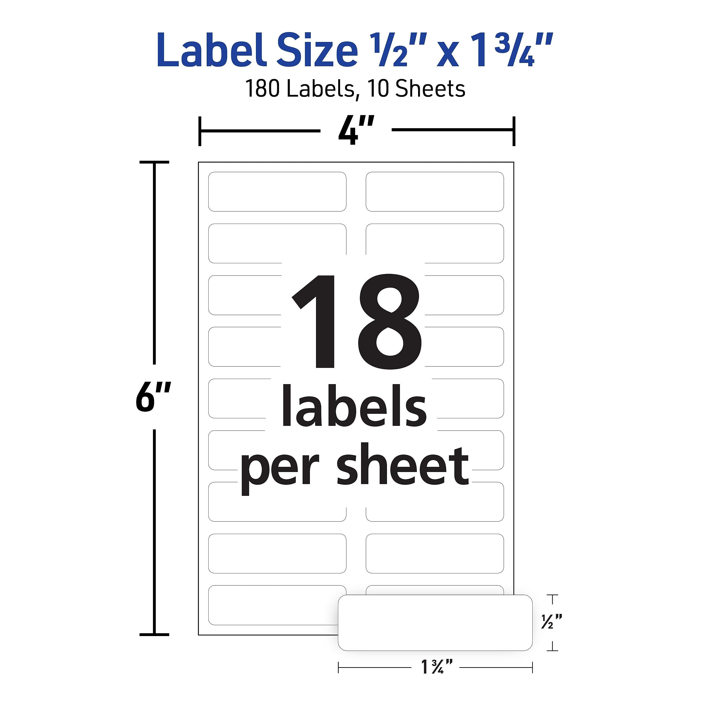 Avery No-Iron Fabric Waterproof Labels, 1/2" x 1-3/4", Handwrite Only, 180 Labels/Pack (40721)