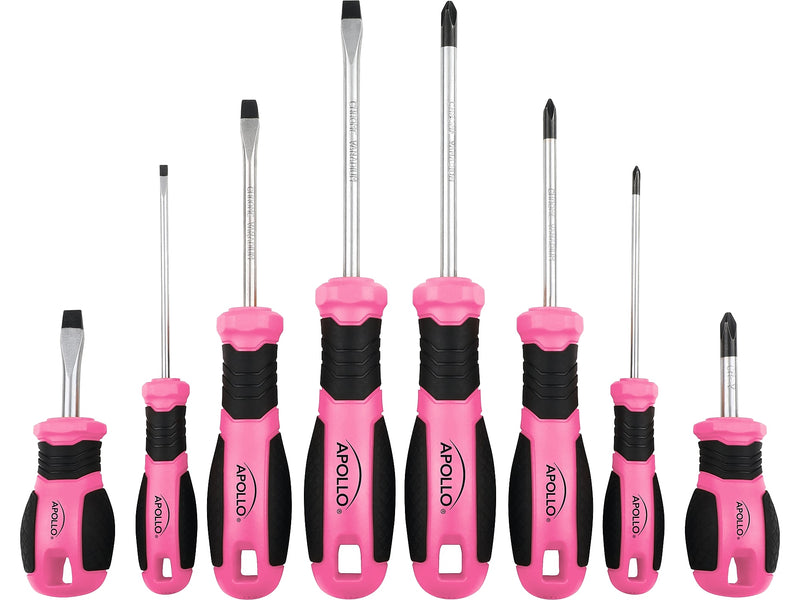 Apollo Tools Essential Screwdriver Set, 8-Piece, Pink/Black (DT5018P)
