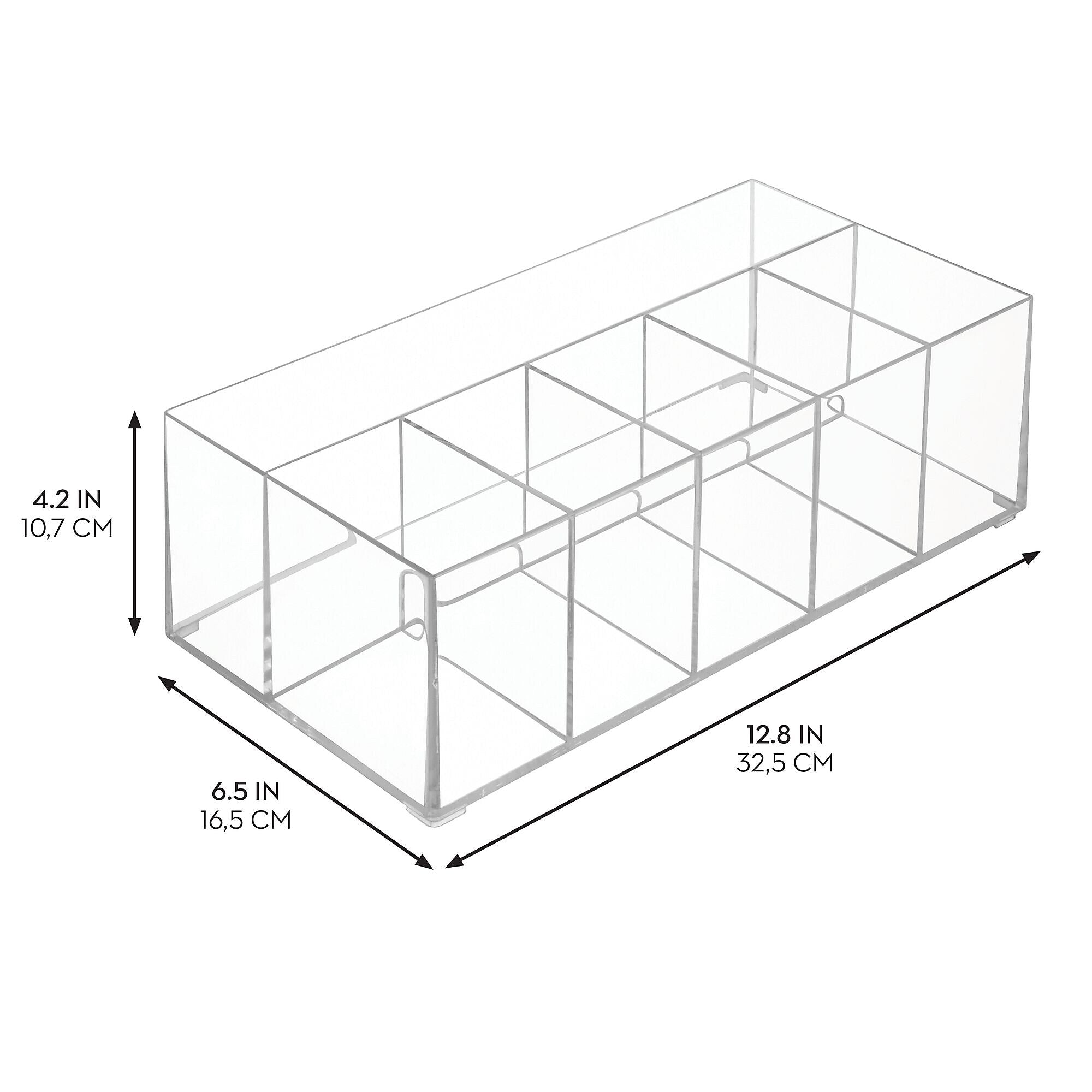 iDESIGN Stackable Plastic 6-Compartment Desk Organizer, Clear, 2 Piece (29108M2)