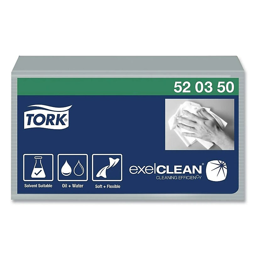 Tork Synthetic Fiber Cleaning Cloths, 15.16" x 12.6", Gray, 9.109 lbs., 55 Cloths/Pack, 8/Carton (TRK520350)