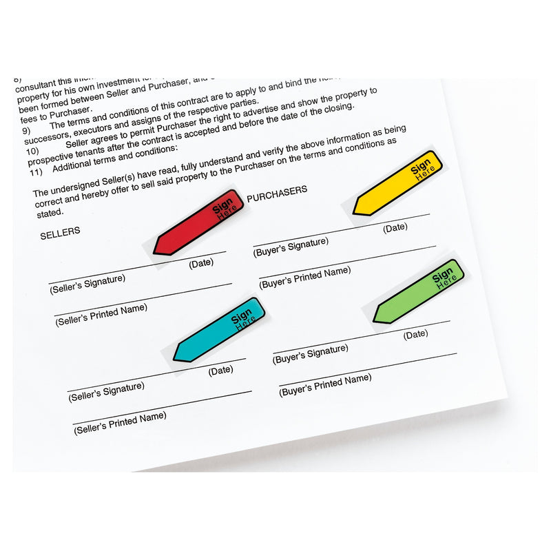 Post-it 'Sign Here' Message Flags, .47" Wide, Red, 80 Flags/Pack (684-RDSH)