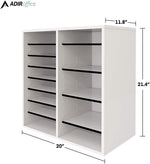 AdirOffice 500 Series 16-Compartment Literature Organizers, 20" x 11.8", White, 2/Pack (500-16-WHI-2PK)