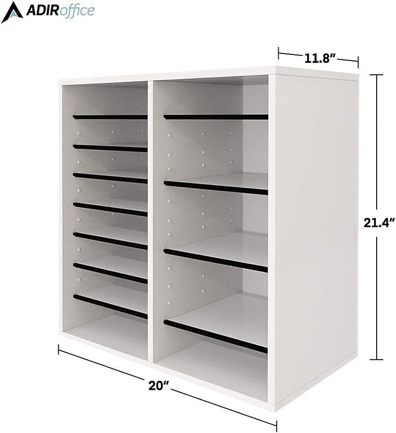 AdirOffice 500 Series 16-Compartment Literature Organizers, 20" x 11.8", White, 2/Pack (500-16-WHI-2PK)