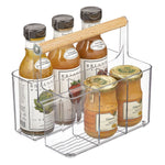 mDesign 2-Compartment Plastic Desk Organizer, Clear/Natural (25717RW)