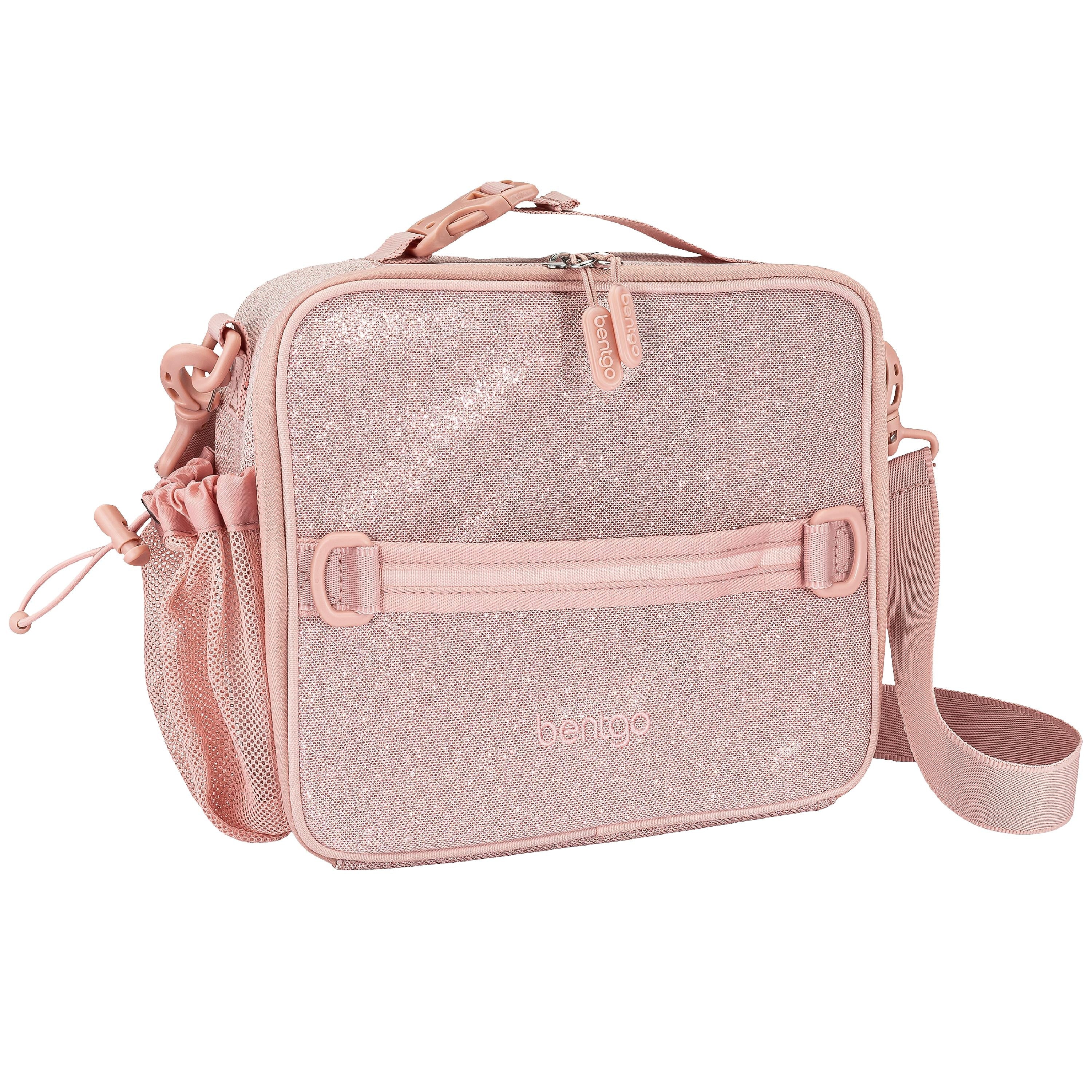 bentgo Kids Insulated Lunch Bag, 3-Compartment, Petal Pink Glitter (BGPTBAG-PPGL)