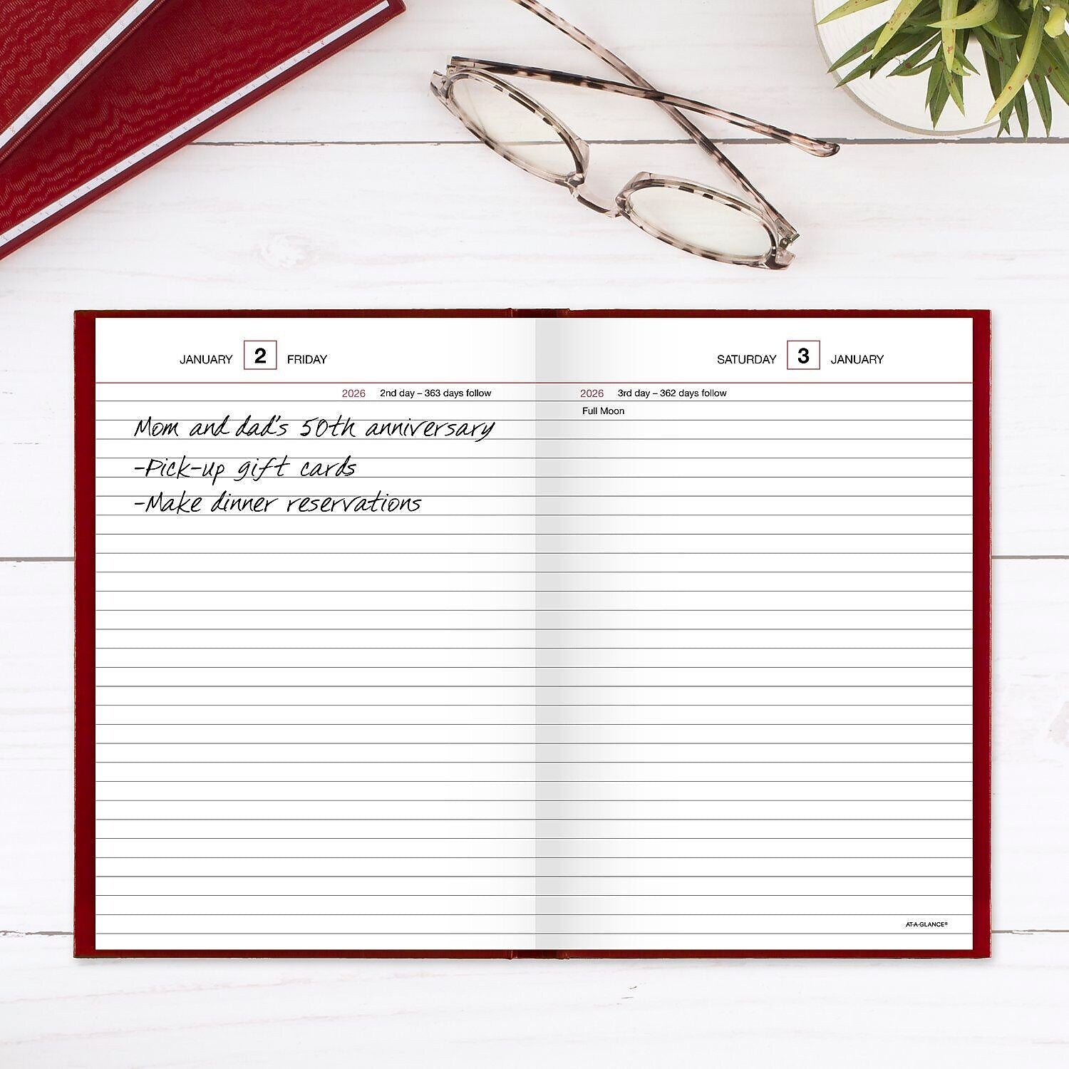 AT-A-GLANCE 2026 Hardcover Diary, 5.75" x 8.25", Red, (SD389-13-26)