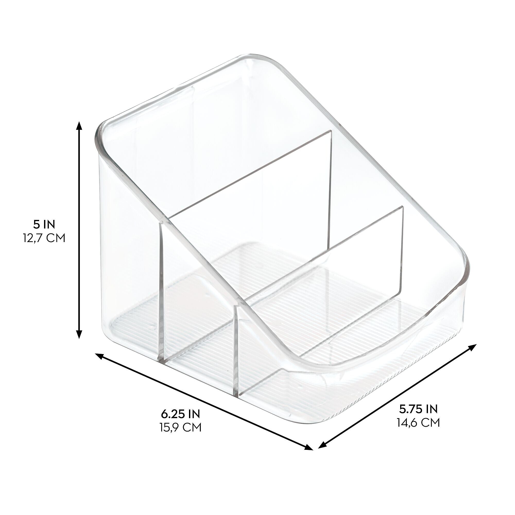 iDESIGN 3-Compartment Plastic Desk Organizer, Clear, 2 Piece (28166M2)