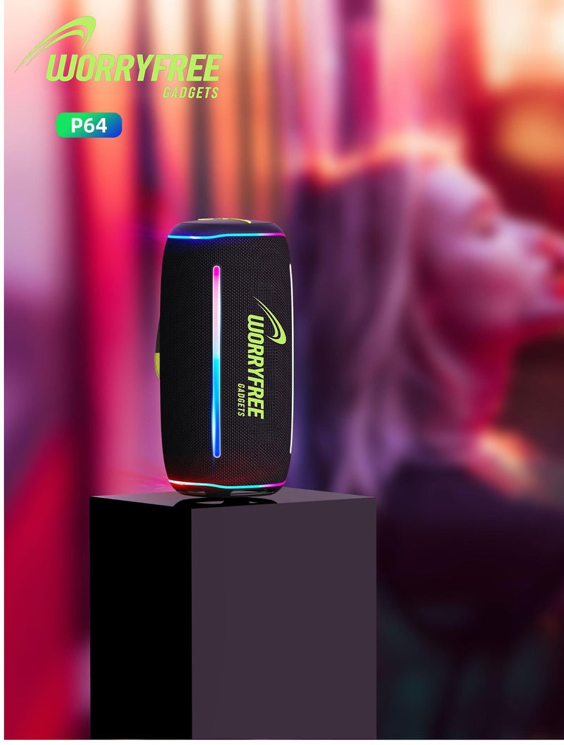 Worryfree Gadgets WP64 Wireless Bluetooth Portable Speaker, Waterproof, Black (WP64-BLK)