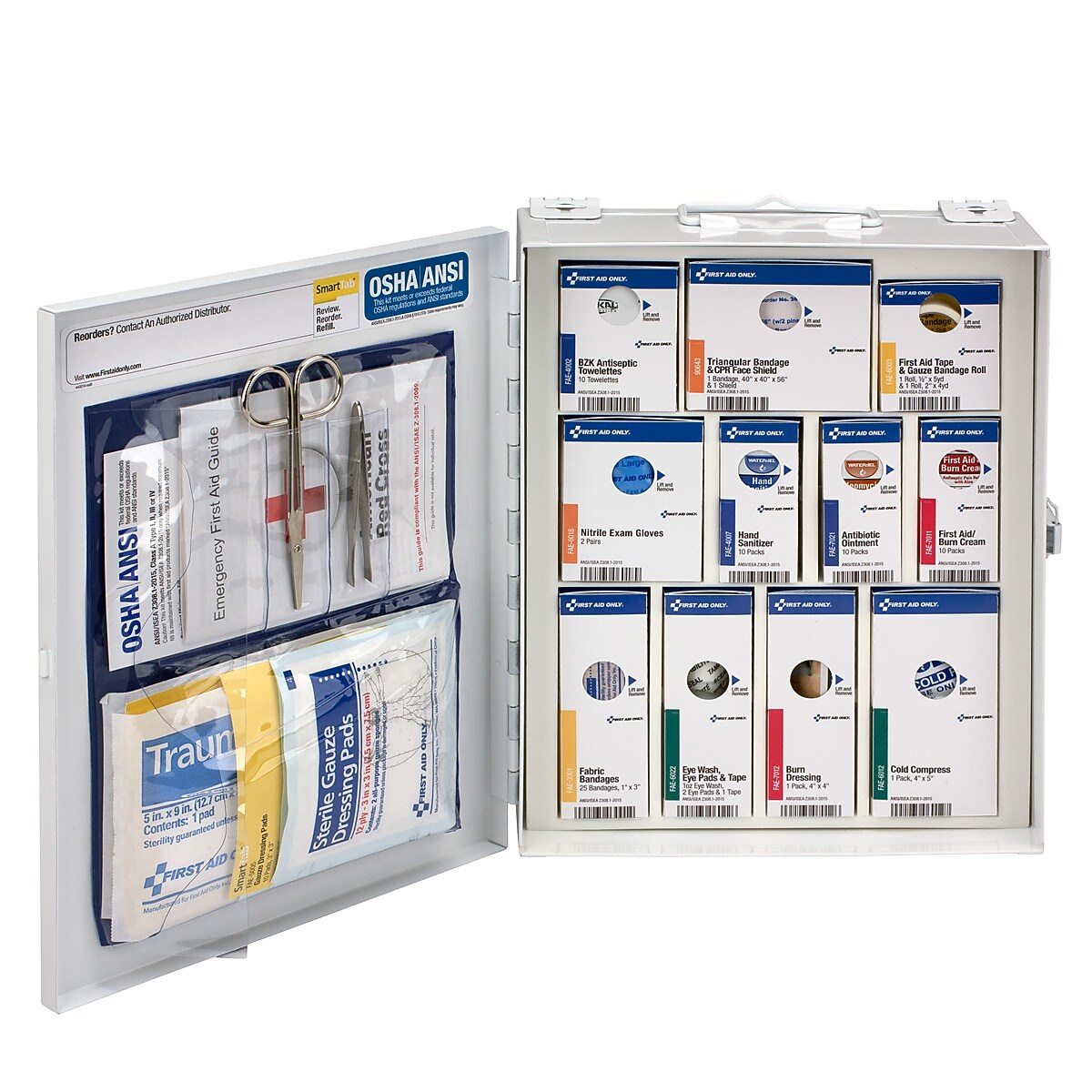 SmartCompliance Metal First Aid Cabinet, ANSI Class A, 25 People, 95 Pieces (90578-021)
