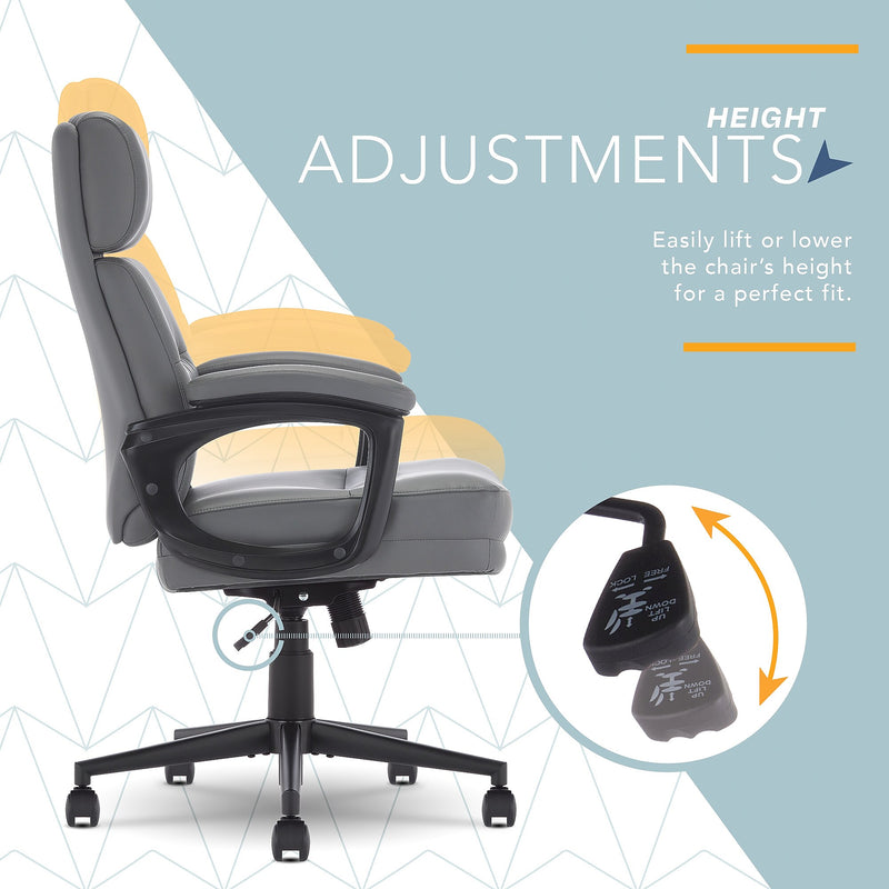 Click365 Classic Ergonomic Bonded Leather Swivel Executive Chair, Gray (CCHR10022D)