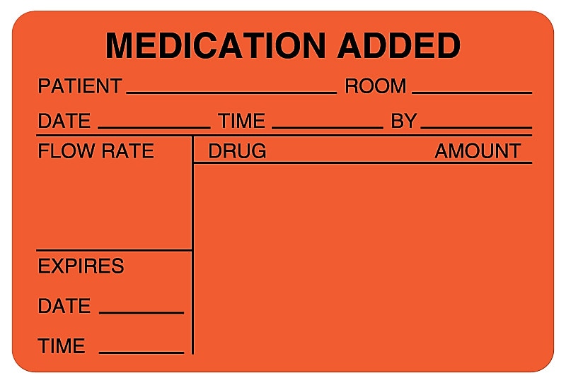 IV Medication Added Label, 3" x 2"