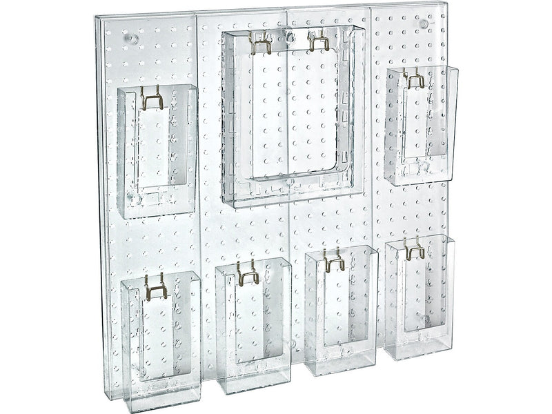 Azar 24" x 24" Pegboard 7-Pocket Wall Brochure Holder, Clear, Each (700675)
