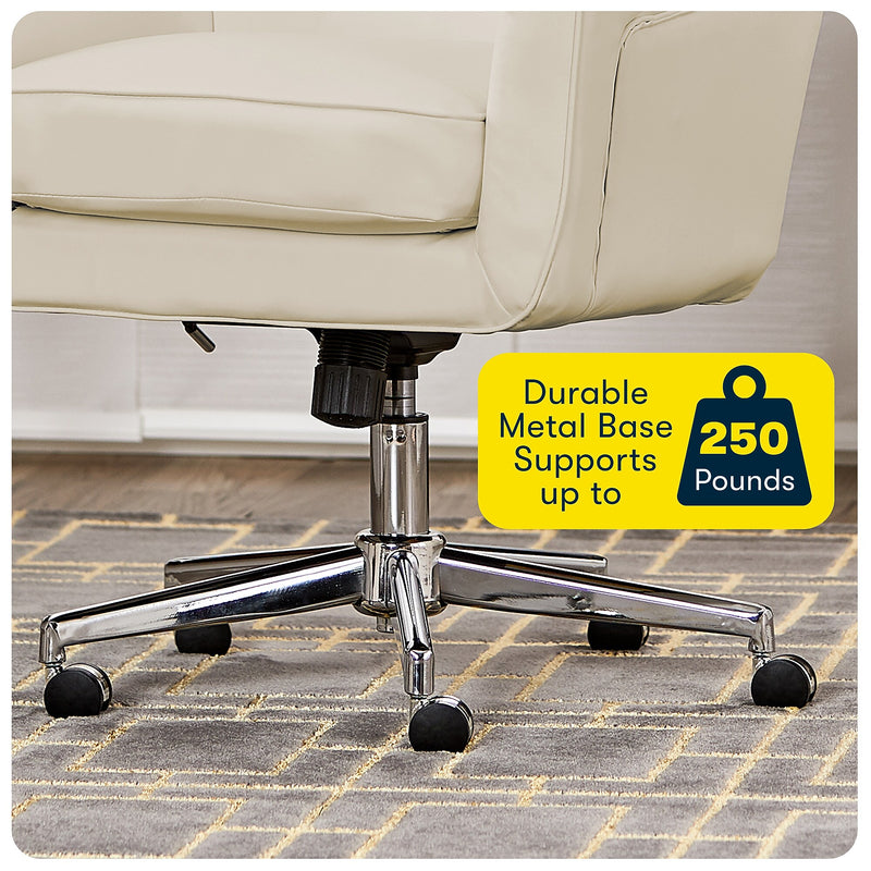 Serta Style Ashland Bonded Leather Swivel Computer and Desk Chair, Cream (47140F)