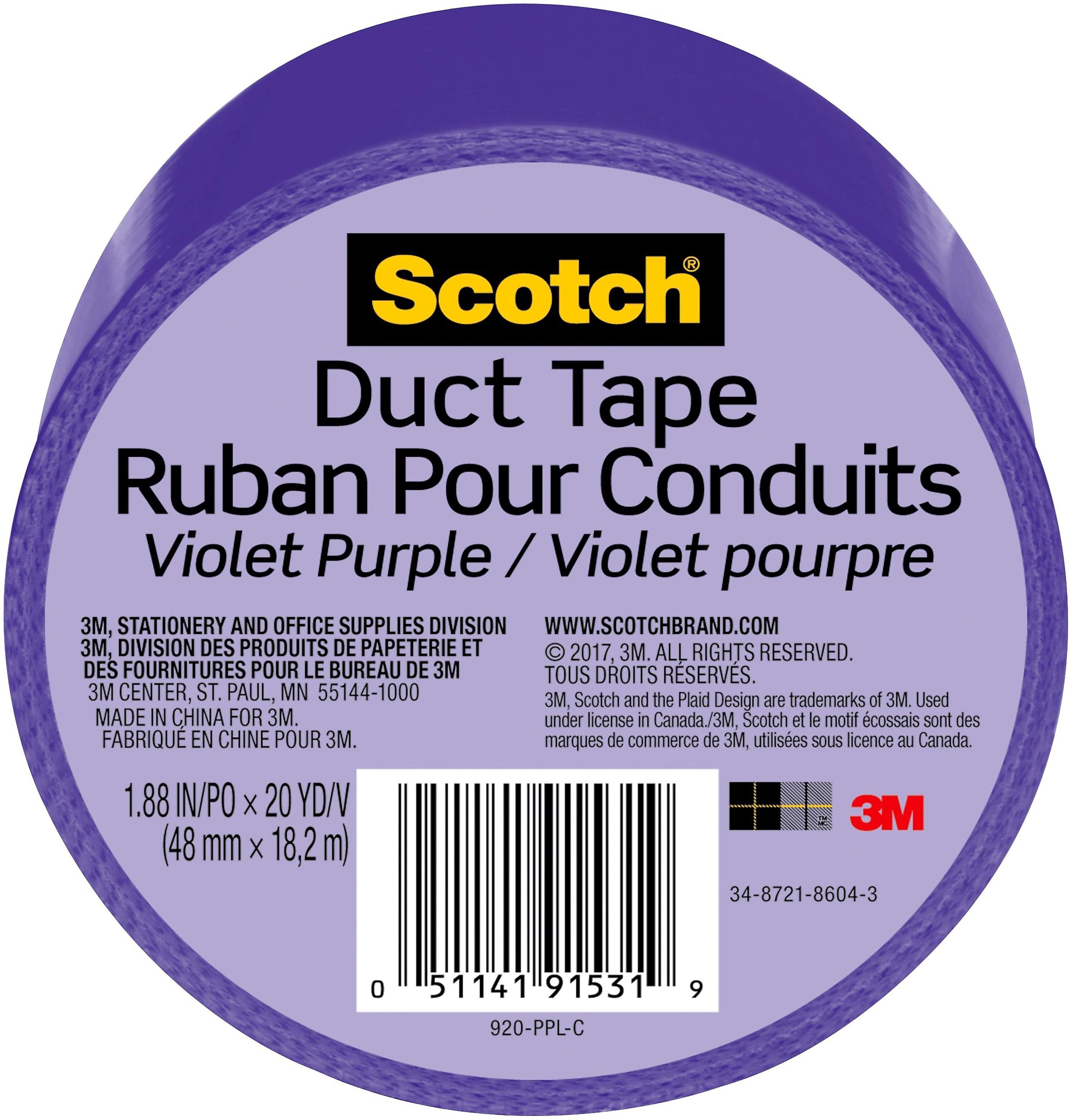 Scotch Duct Tape, 1.88" x 20 yds., Purple (920-PPL-C)