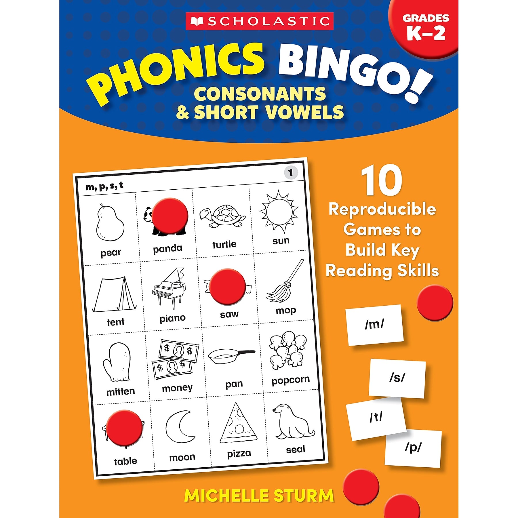 Scholastic Teaching Solutions Phonics Bingo: Consonants & Short Vowels Activity Book (SC-9781546106487)