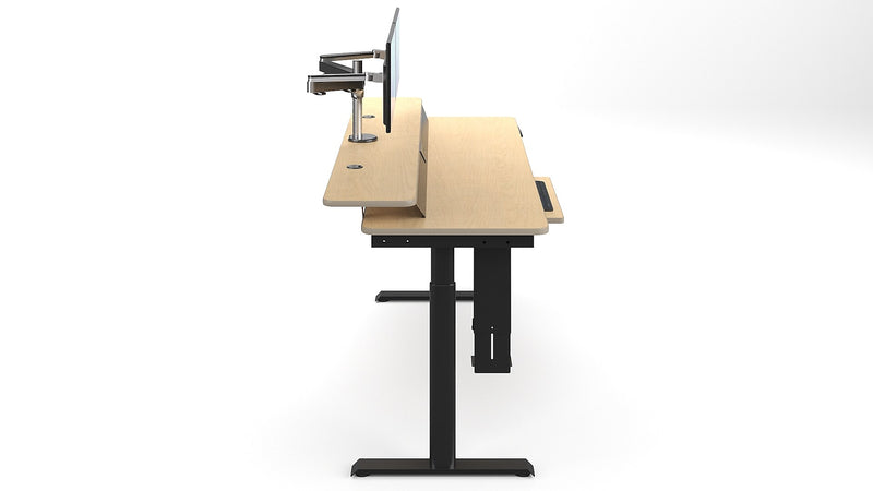 VersaDesk PowerLift Split-Level 72"W Electric Rectangular Adjustable Standing Desk, Maple/Black (PL2SD7230-BM)