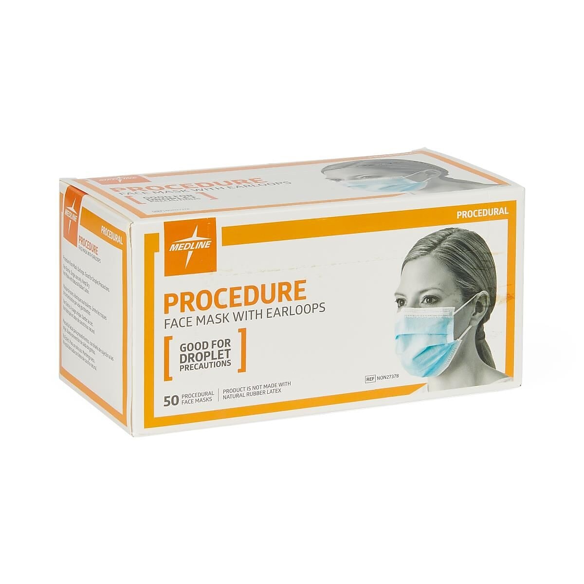 Medline Disposable ASTM Level 1 Procedure Face Masks with Earloops, Blue, 50/Box (NON27378Z)