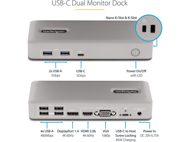 StarTech Universal Docking Station for USB-C and Thunderbolt 3/4 laptops Laptop (101N-USBC-DOCK)