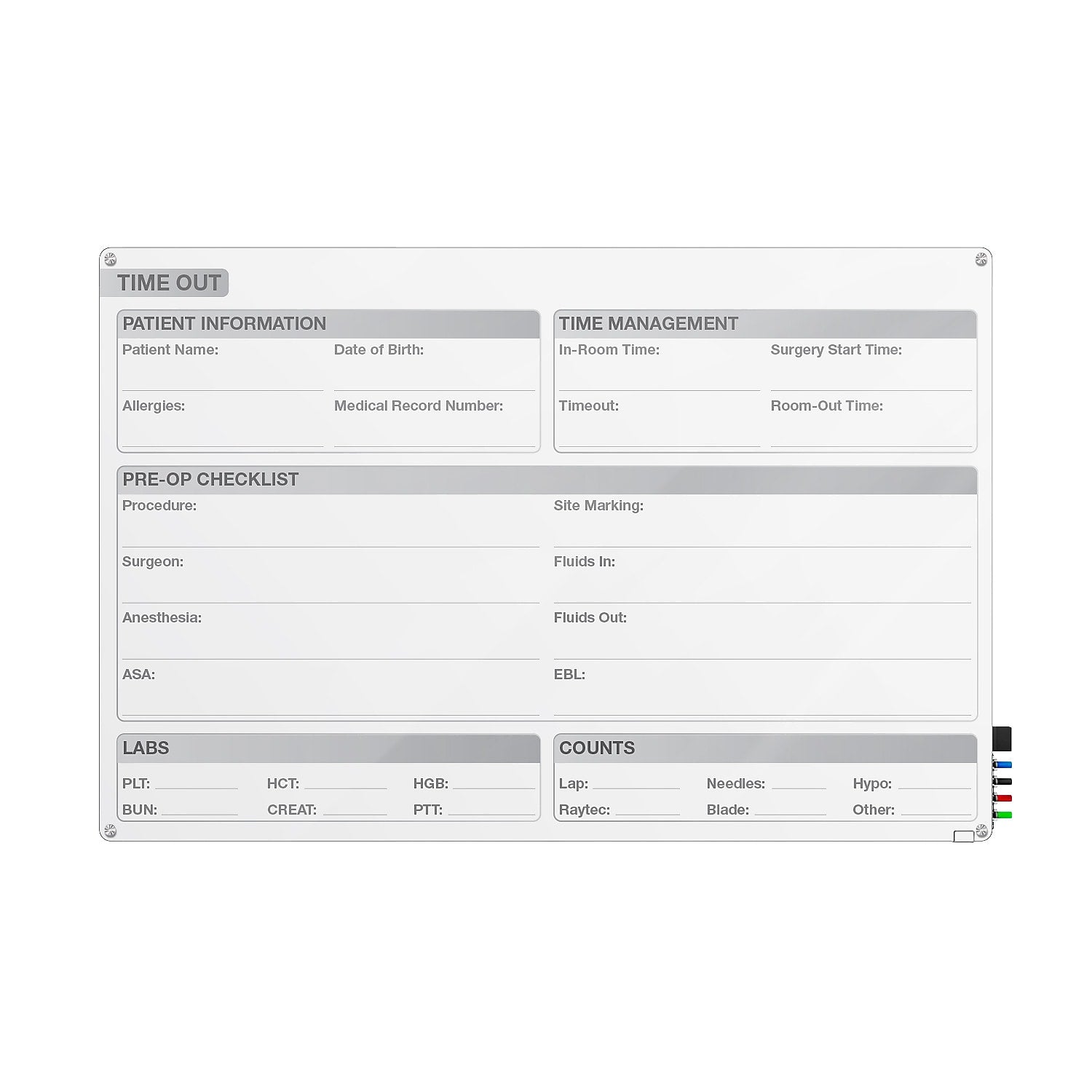 Ghent Harmony OR Time Out Glass Dry-Erase Whiteboard, 18"H x 24"W (GRPHMYRN12T-18)