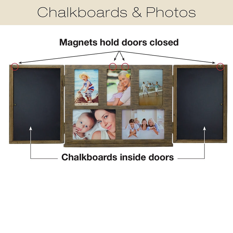 Excello Global Products Barndoor Picture Frame with Chalkboard, Brown (EGP-HD-0413)
