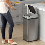 iTouchless Stainless Steel Sensor Trash Can Platinum Edition with AbsorbX Odor Control System, 13 Gal., Silver (IT13RX)