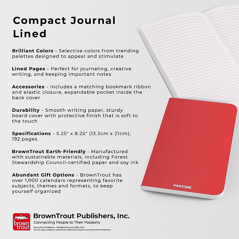 BrownTrout Pantone Soft Cover Journal,  5.25" x 8.25", Red, 192 Pages (9781975480561)
