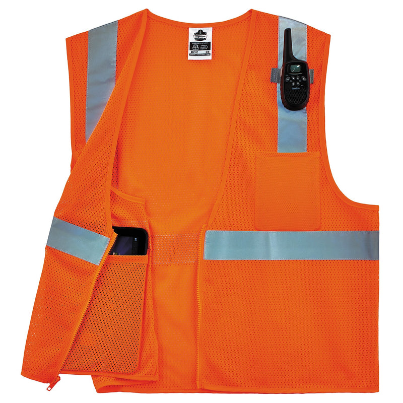 Ergodyne GloWear 8210Z High Visibility Sleeveless Safety Vest, ANSI Class R2, Orange, 4X/5X (21049)