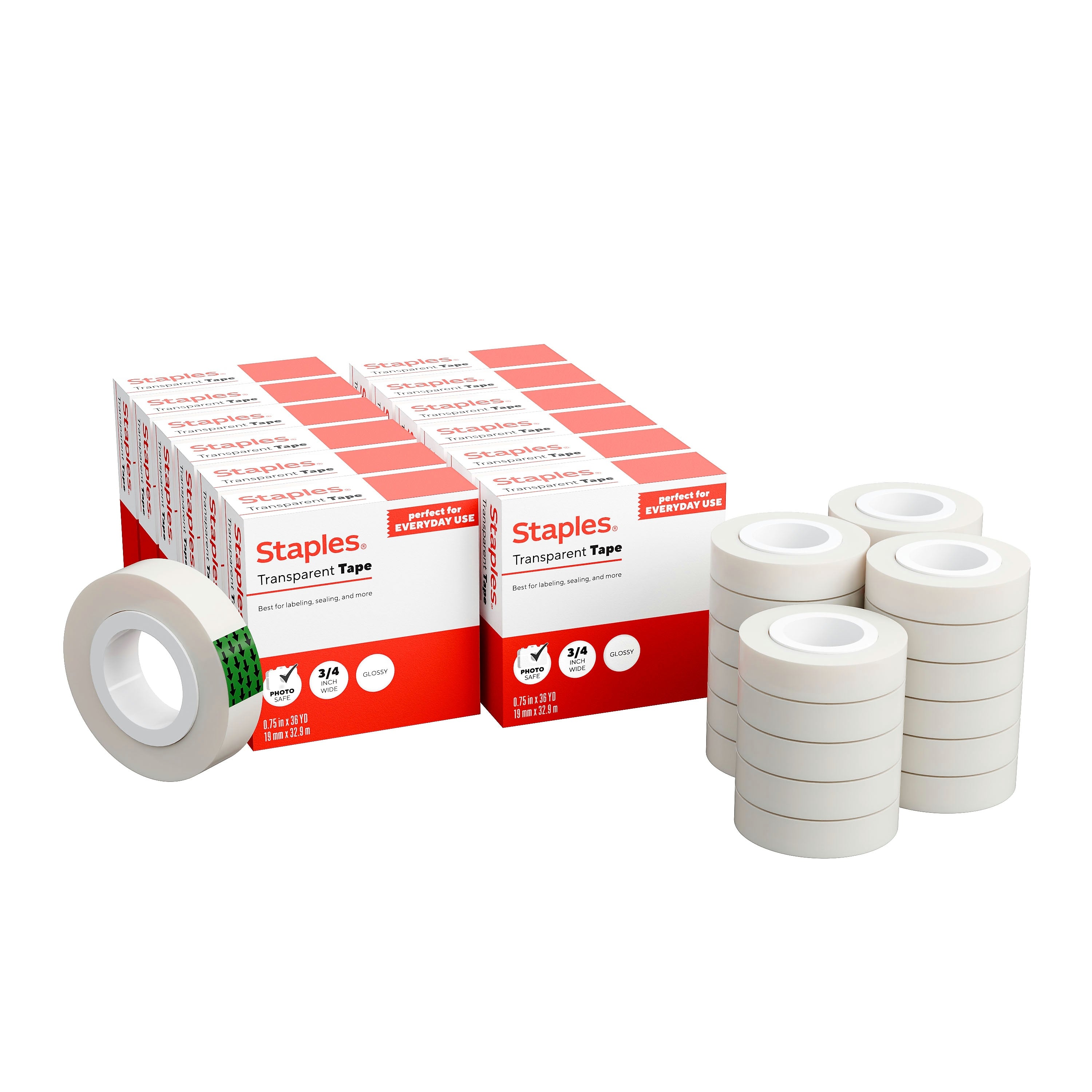 Staples Transparent Tape Refill, 3/4" x 36 yds., 12 Rolls/Pack (ST62852)