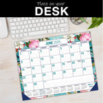 2025-2026 Global Printed Products Teal Floral 22" x 17" Desk Pad Calendar, Multicolor (NAD26-DP-17)