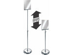 Azar Sign Holder, 15" x 45", Vertical, Freestanding, Clear/Silver, Acrylic (300847)