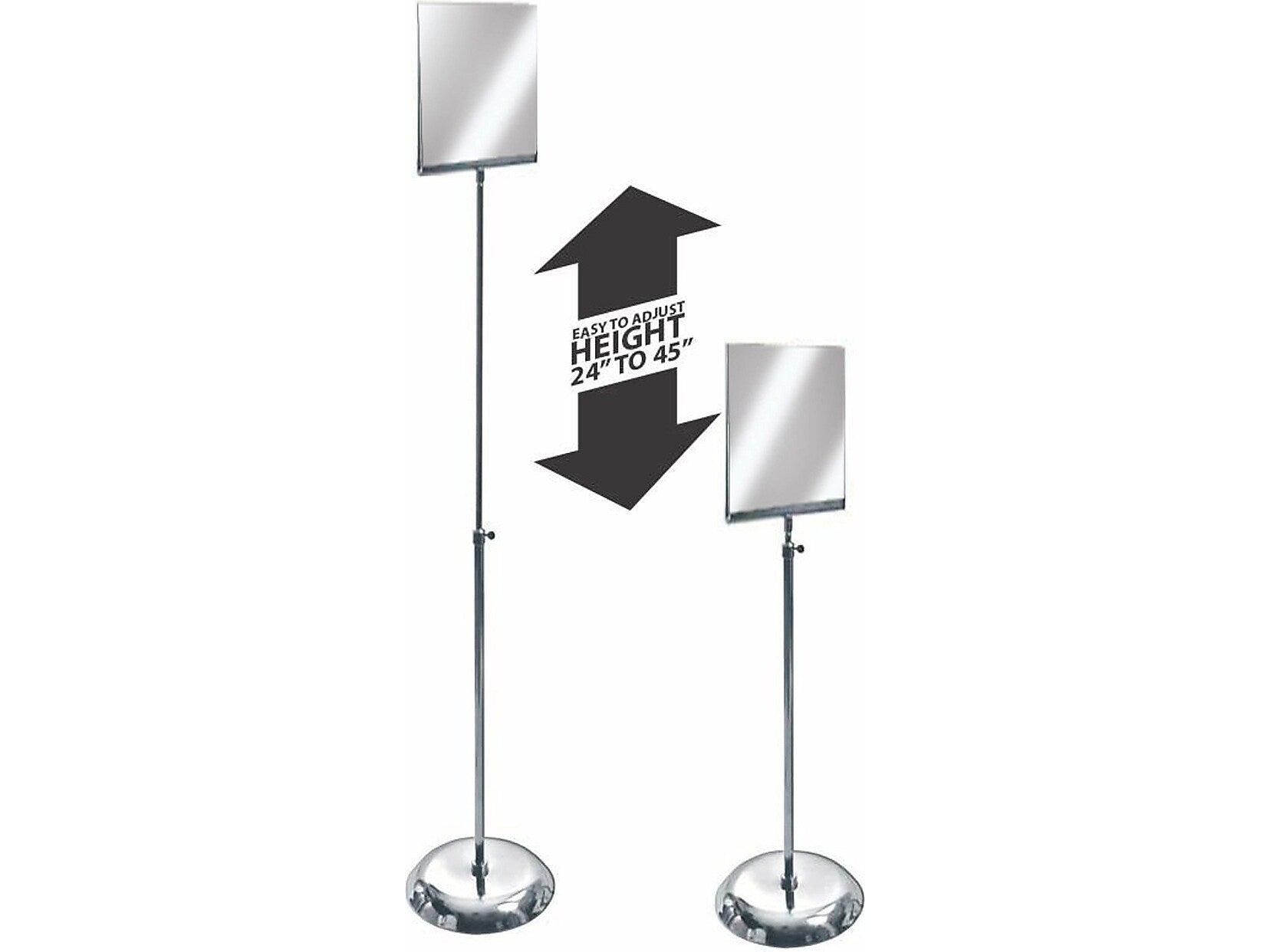 Azar Sign Holder, 15" x 45", Vertical, Freestanding, Clear/Silver, Acrylic (300847)