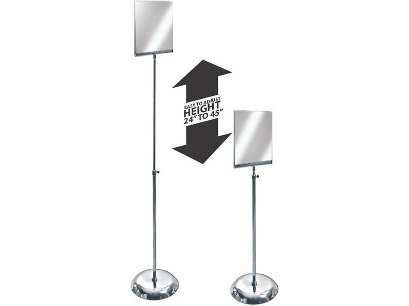 Azar Sign Holder, 15" x 45", Vertical, Freestanding, Clear/Silver, Acrylic (300847)