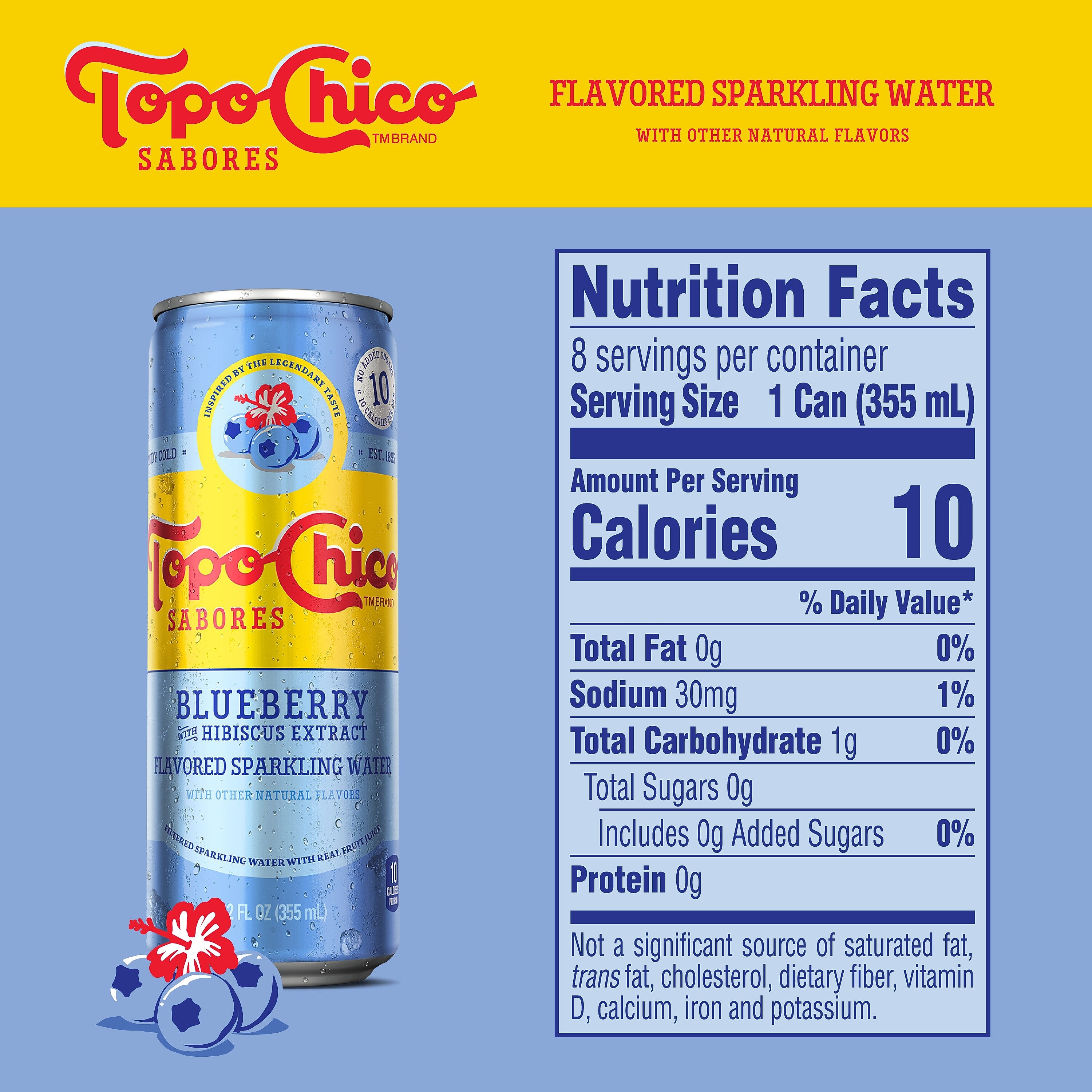 Topo Chico Sabores Blueberry Hibiscus Sparkling Water, 12 oz., 24/Pack (412570)