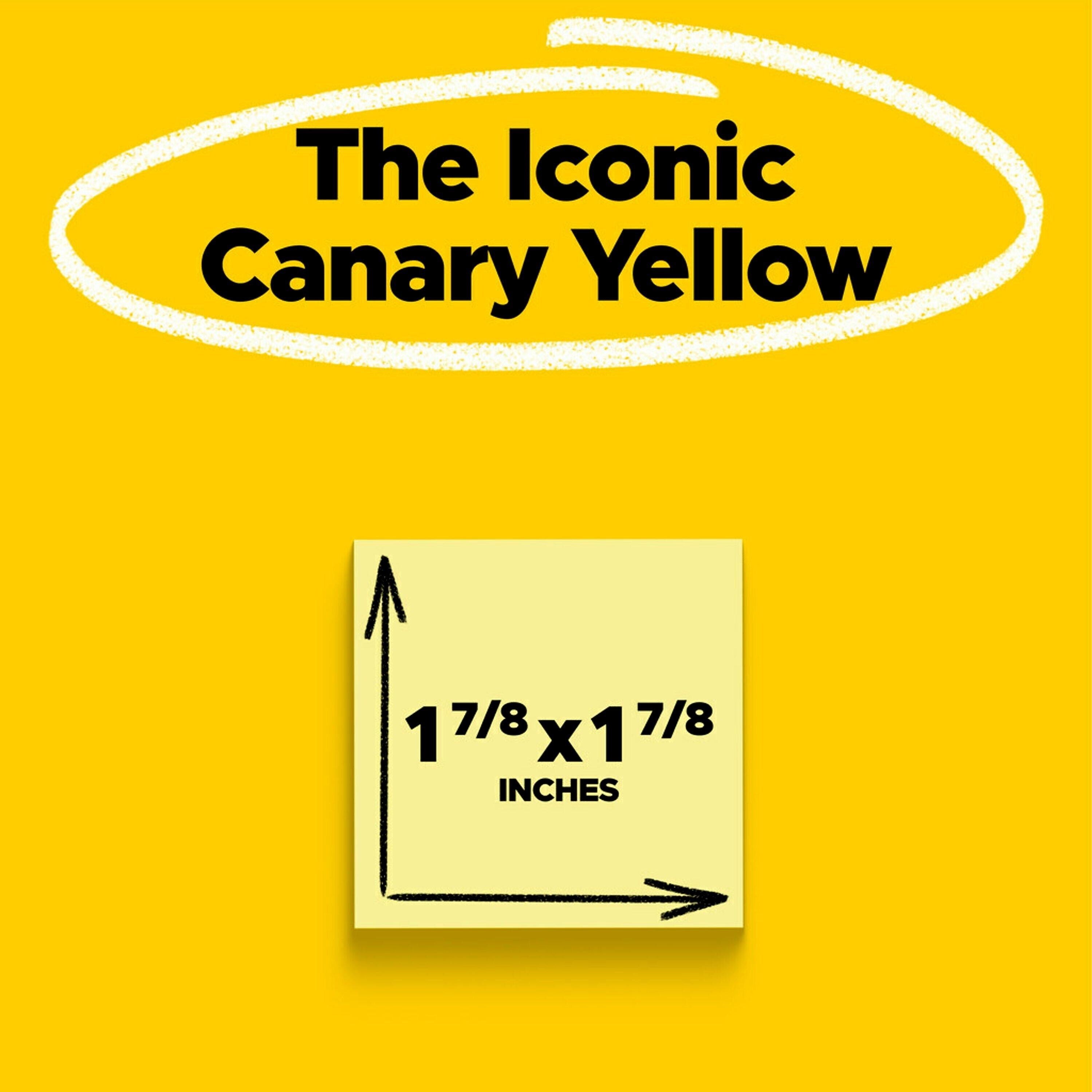 Post-it Super Sticky Notes, 1 7/8" x 1 7/8", Canary Collection, 90 Sheet/Pad, 10 Pads/Pack (62210SSCY)
