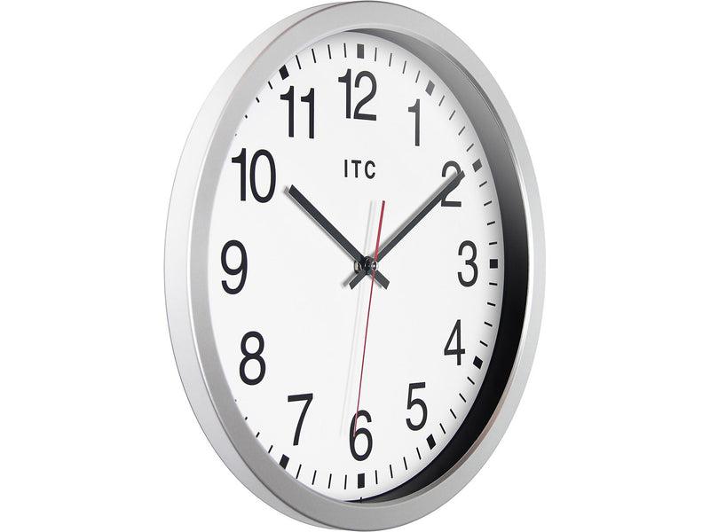 Infinity Instruments Obsidian ITC Wall Clock, 14"Dia. (12830SV-830)