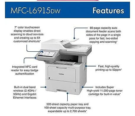 Brother Enterprise Monochrome Laser All-in-One Printer (MFCL6915DW)