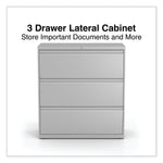 Alera 3-Drawer Lateral File Cabinet, Letter/Legal Size, Lockable, 40.25"H x 36"W x 18.63"D, Light Gray (ALEHLF3641LG)