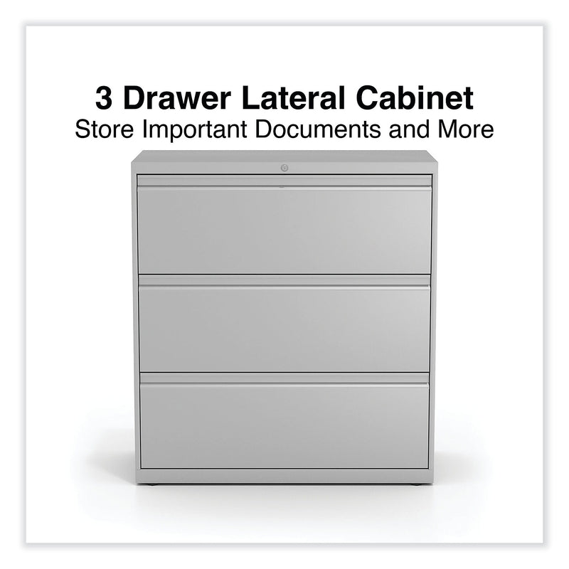 Alera 3-Drawer Lateral File Cabinet, Letter/Legal Size, Lockable, 40.25"H x 36"W x 18.63"D, Light Gray (ALEHLF3641LG)