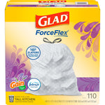Glad ForceFlex Tall Kitchen Drawstring Trash Bags, 13 Gallon, Gain Lavender with Febreze Freshness, 110 Count (79157)