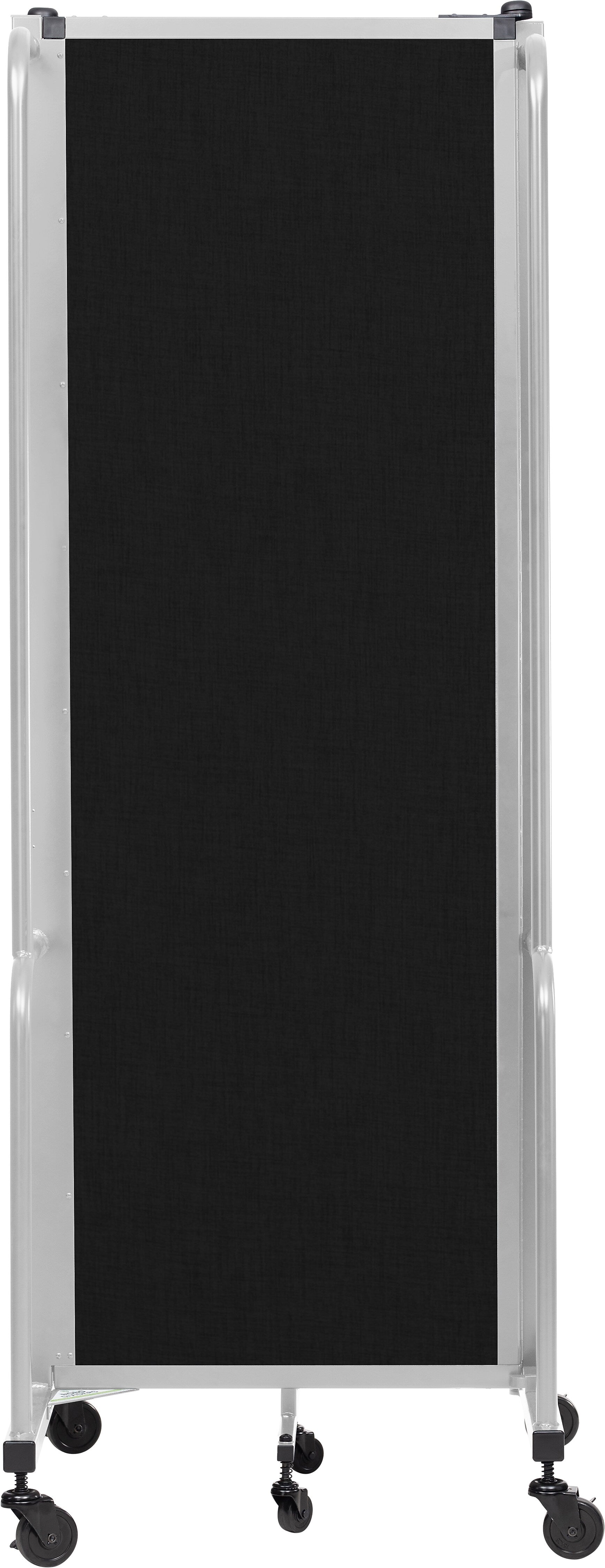 National Public Seating Robo Series 3-Panel Folding Mobile Room Divider, 72"H x 72"W, Black Fabric (RDG6-3PT10)