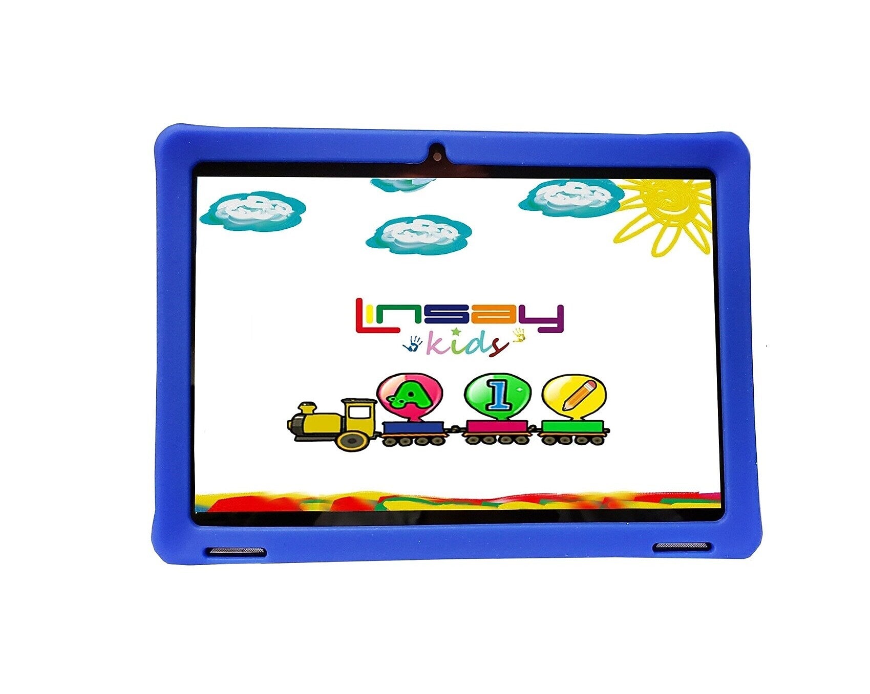 LINSAY 10.1" Octa Core Tablet, 4GB RAM, 128GB Storage, Android 13, Bundled with Blue Kids Defender Case
