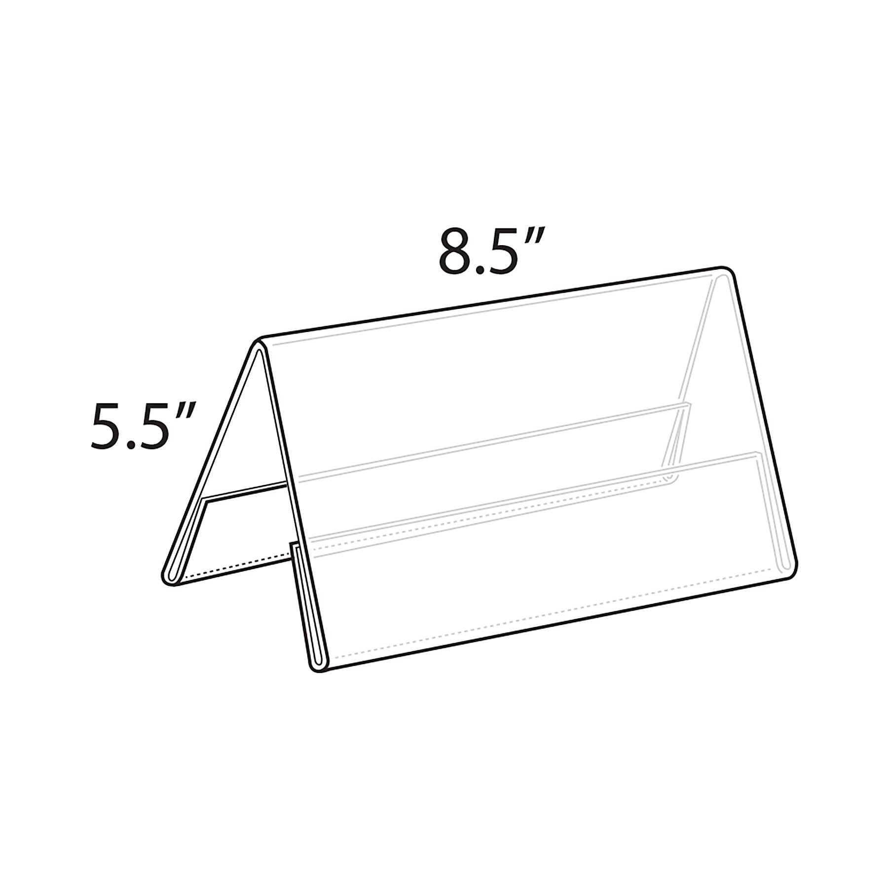 Azar Nameplate Holder, 8.5" x 5.5", Horizontal, Table Top, Clear, Acrylic, 10/Pack (192812)