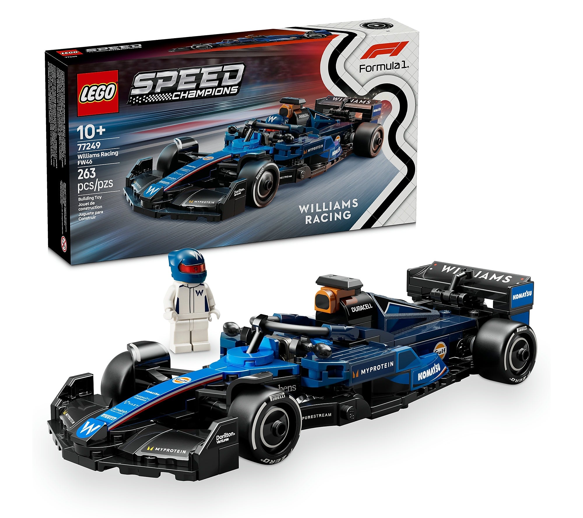 LEGO Speed Champions Williams Racing FW46 F1 Race Car, 263 Pieces (77249)