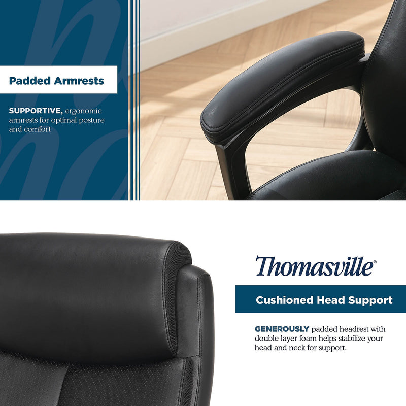 Thomasville Danvers Ergonomic Polyurethane Big & Tall Chair, 400 lb. Capacity, Black (52403-BLK)