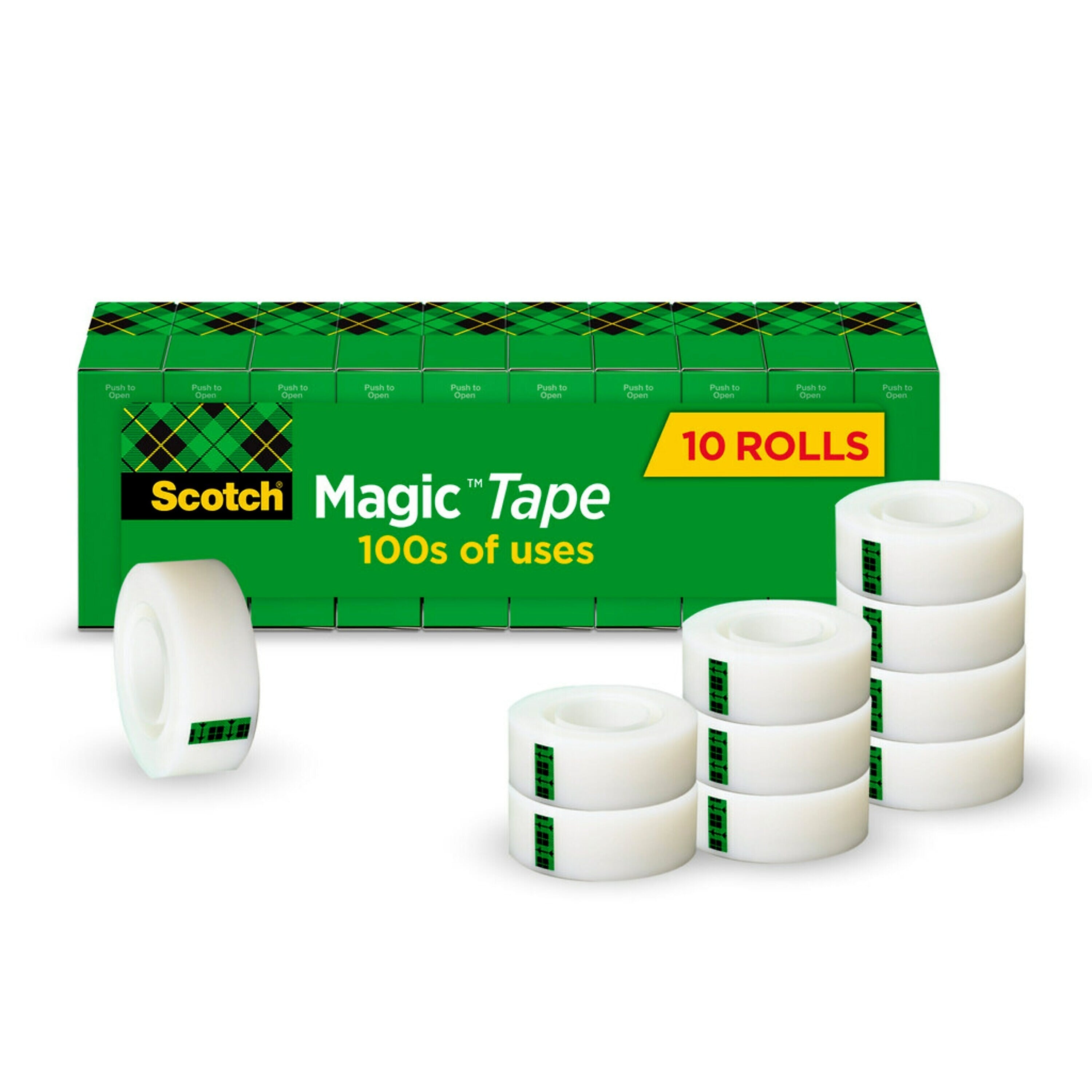 Scotch Magic Invisible Clear Tape Refill, 0.75" x 27.77 yds., 1" Core, Invisible, 10 Rolls/Pack (810P10K)
