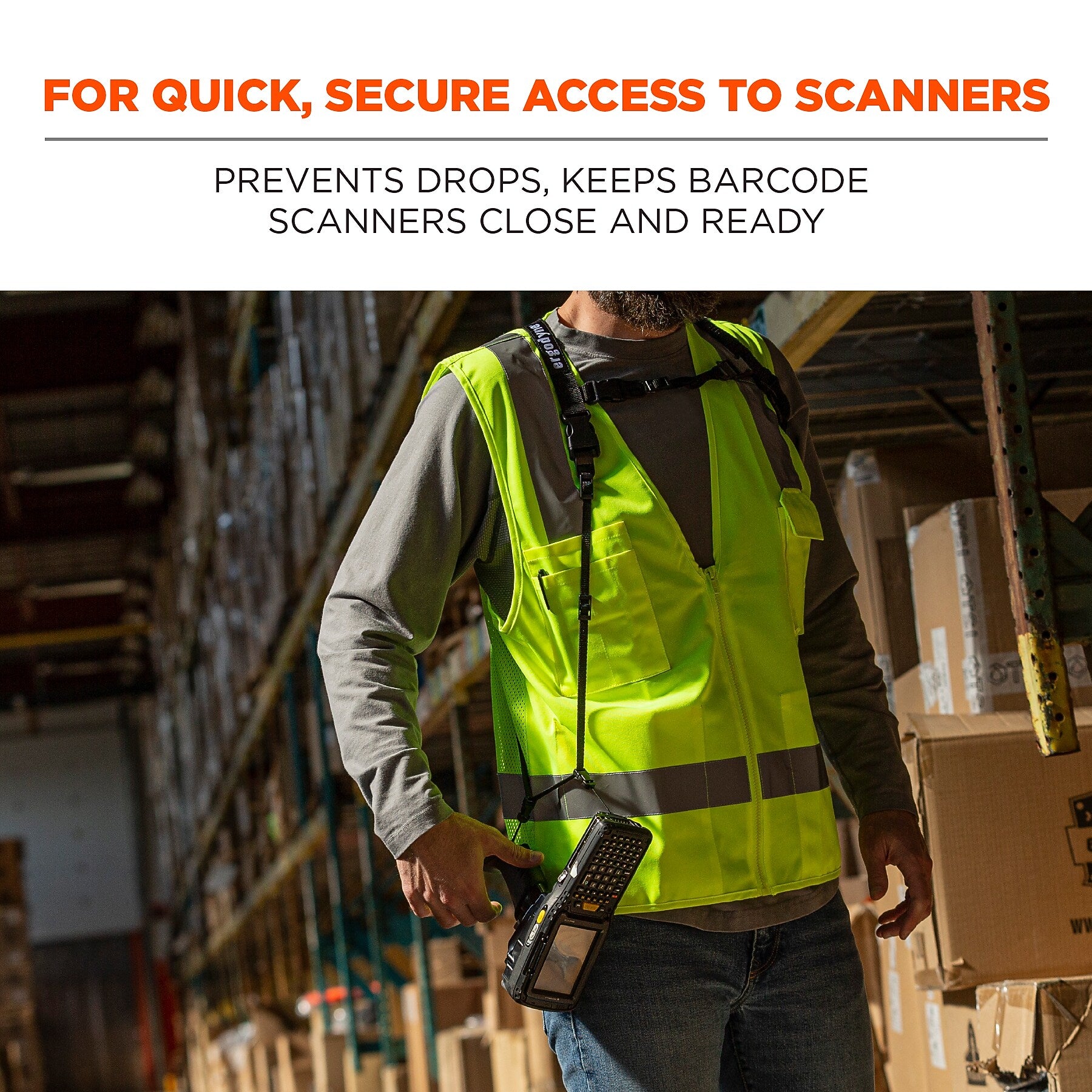 Squids 3132 Barcode Scanner Harness + Lanyard for Mobile Computers (19170)